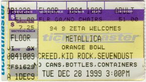 Metallica Ticket from 1999