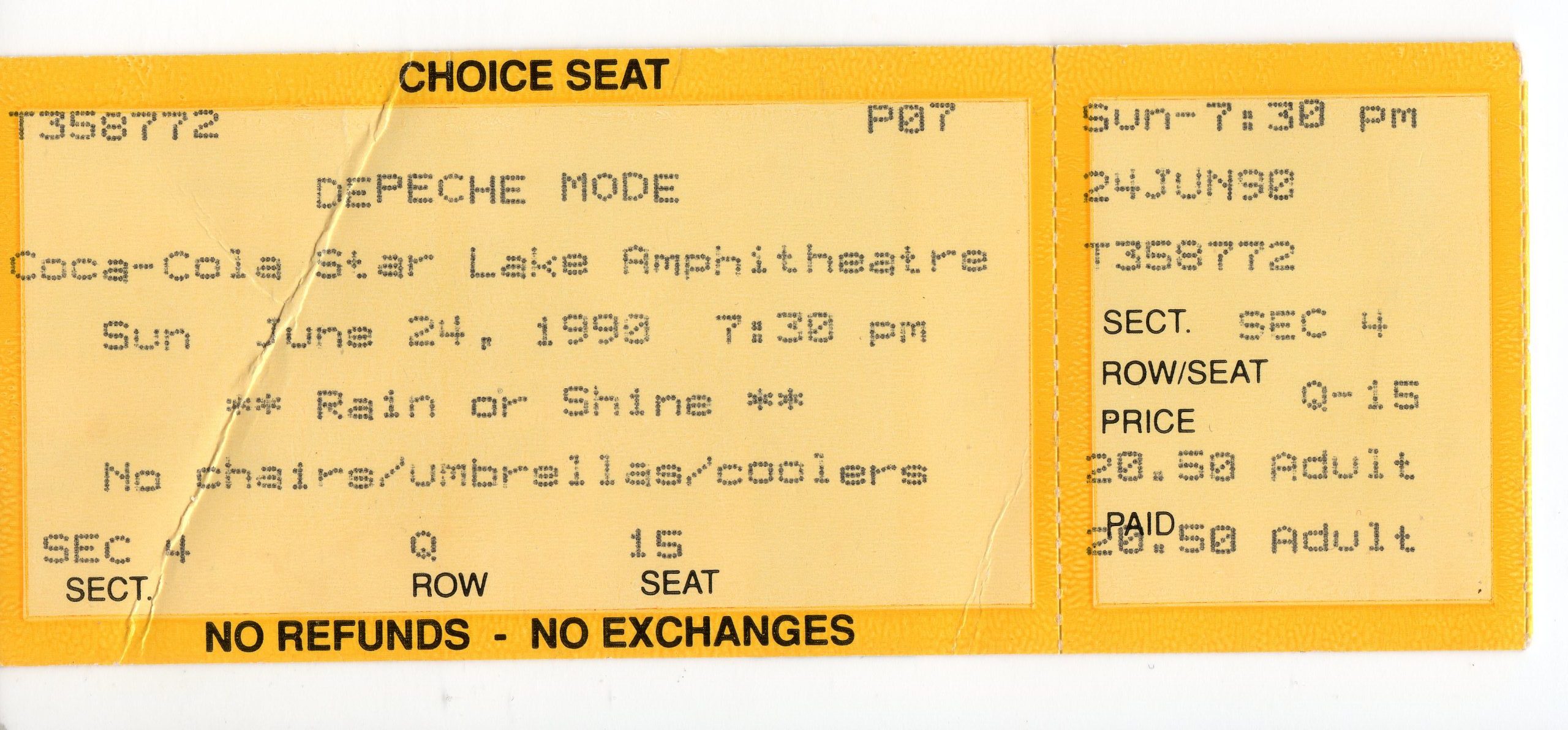 Depeche Mode Ticket Stub 06/24/1990